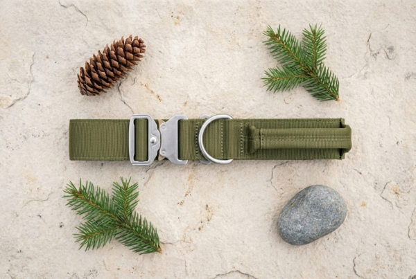 Collier Tactique K9 à Poignée — Boucle Cobra Acier