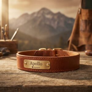 Collier Cuir Pleine Fleur Gravé — Son Nom à Vie