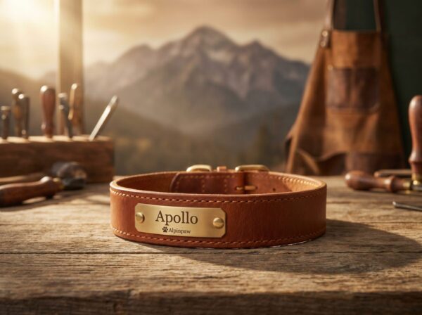 Collier Cuir Pleine Fleur Gravé — Son Nom à Vie