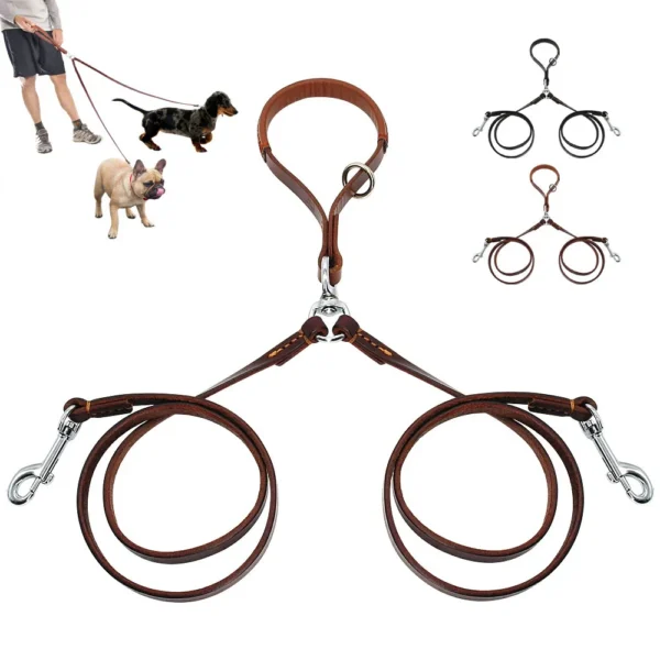 HTB1OSVkhiFTMKJjSZFAq6AkJpXap.webp Laisse cuir multi-positions pour chien actif